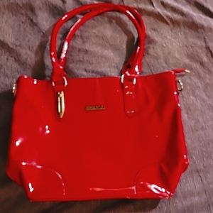 Jin Haoda Red patent leather handbag